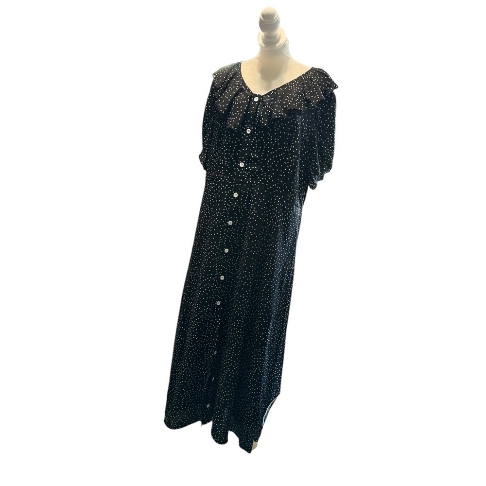 Shein Curve women's size 2XL Black with white polka dots, maxi dress, like new